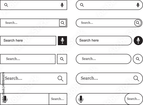 Google search bar. Internet online browser page Vector set. Vector set computer illustration searched navigator. Search bar vector icons in flat design. Vector illustration