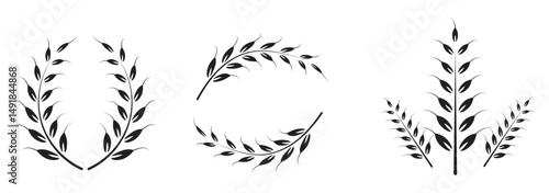Wheat ears icon set. vector illustration on white background. 