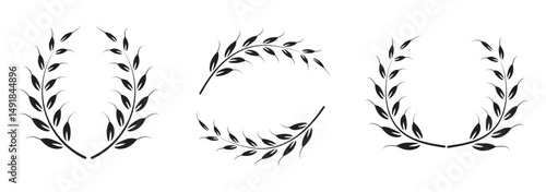 Wheat ears icon set. vector illustration on white background. 