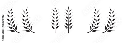 Wheat ears icon set. vector illustration on white background. 