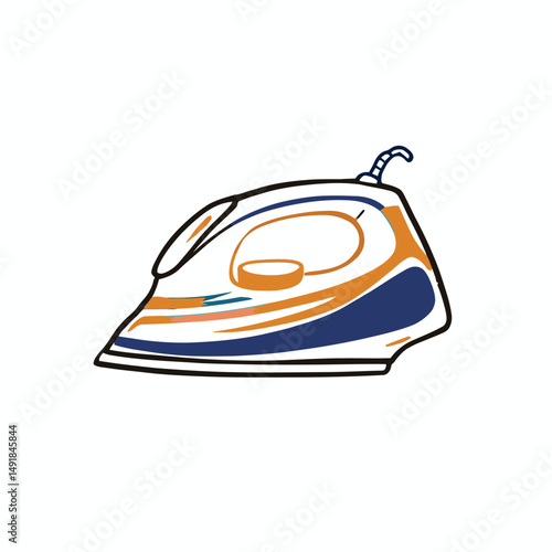 Modern Electric Iron with Sleek Design, Compact Home Appliance for Smooth Fabric Care, Functional and Stylish Illustration, Minimalist Vector