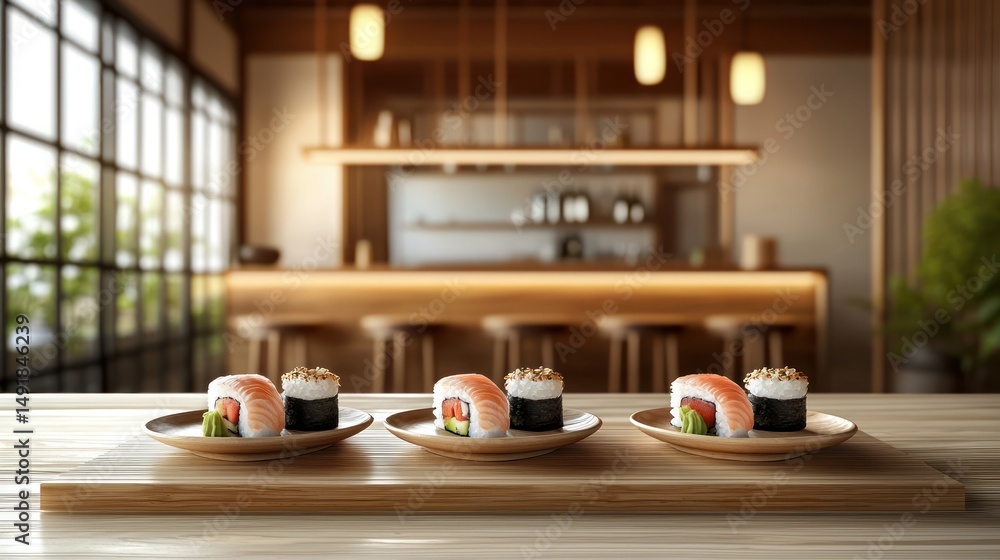 custom made wallpaper toronto digitalDelicious Sushi on Wooden Table in a Japanese Restaurant