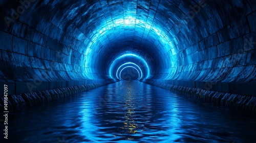Abstract blue light tunnel