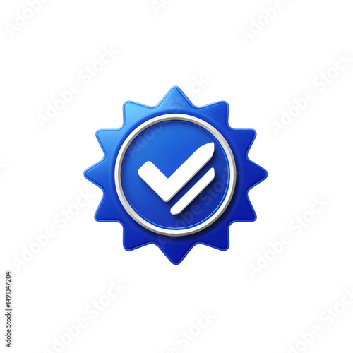 Verified Icon: A vibrant, 3D-rendered blue icon of a checkmark, symbolizing trust, approval, and authentication.