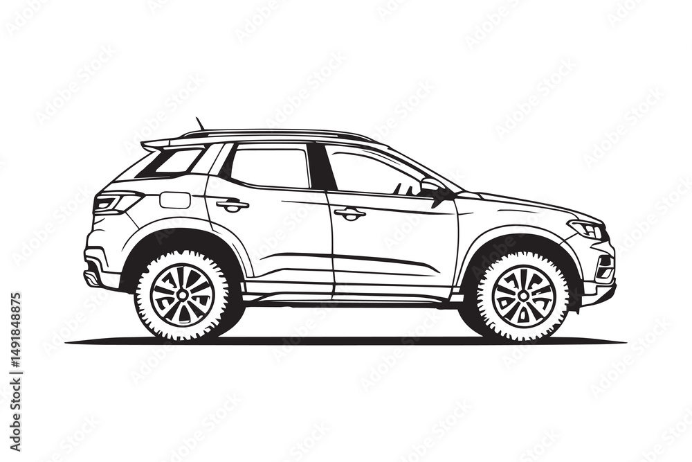 Obraz premium SUV line art and black color