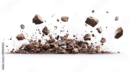 A pile of earth and rocks exploding outward