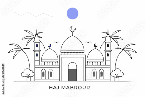 Artistic rendering of Haj Mabrour combining Islamic symbols with impressive architectural details to honor the sacred pilgrimage experience