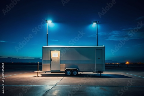 Minimalist Mobile Trailer Night Parking Lot Floodlight