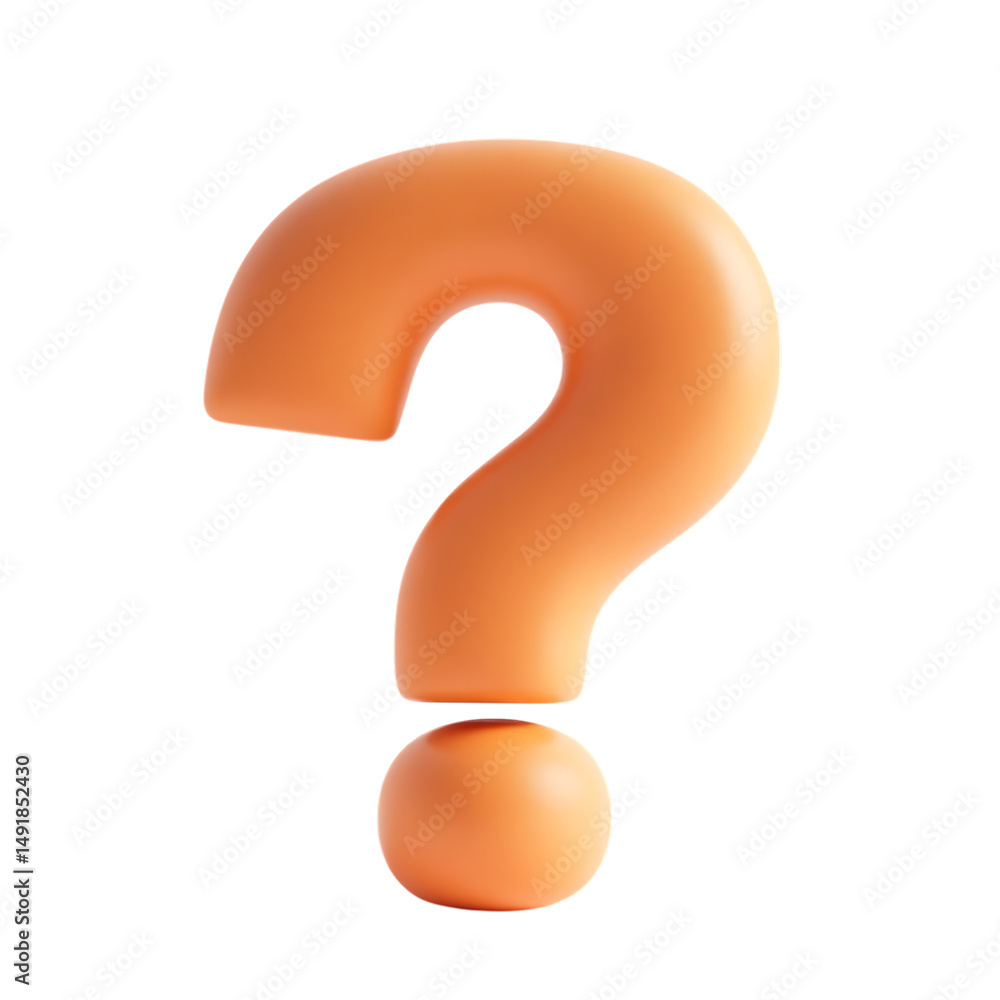Naklejka premium Orange question mark isolated on transparent background 3d render