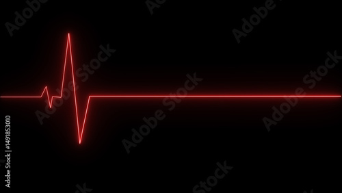 Medical concept of a heartbeat waveform fading to a flatline on a dark background representing life and death emergency situations.