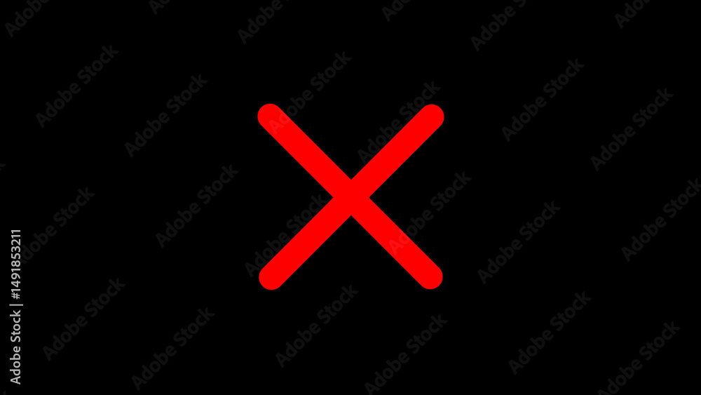Obraz premium Bold red x mark against black background represents cancellation denial or error icon illustration visual