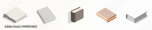 Minimalist Closed Book Illustrations Set - Colorful Flat Design for Educational