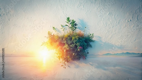 Minimalist White Wall Product Photography Background with Soft Gradient Lighting - Double Exposure Effect