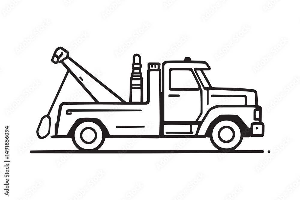 Tow Truck line art and black color Tow Truck line art and black color