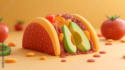 Wallpaper Mural Colorful stylized depiction of a taco with vibrant fillings. Torontodigital.ca