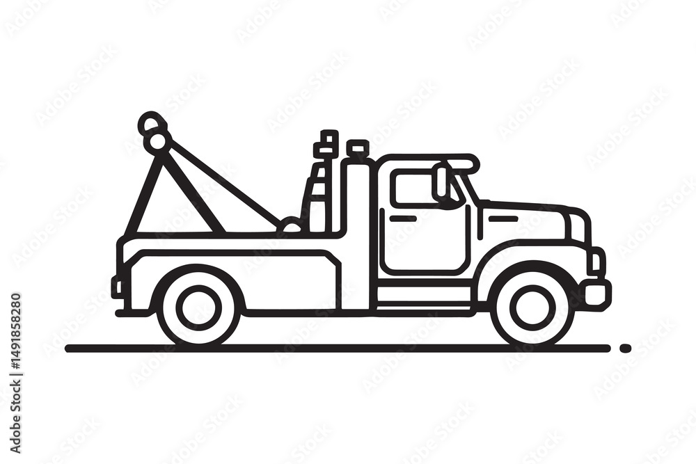 Naklejka premium Tow Truck line art and black color