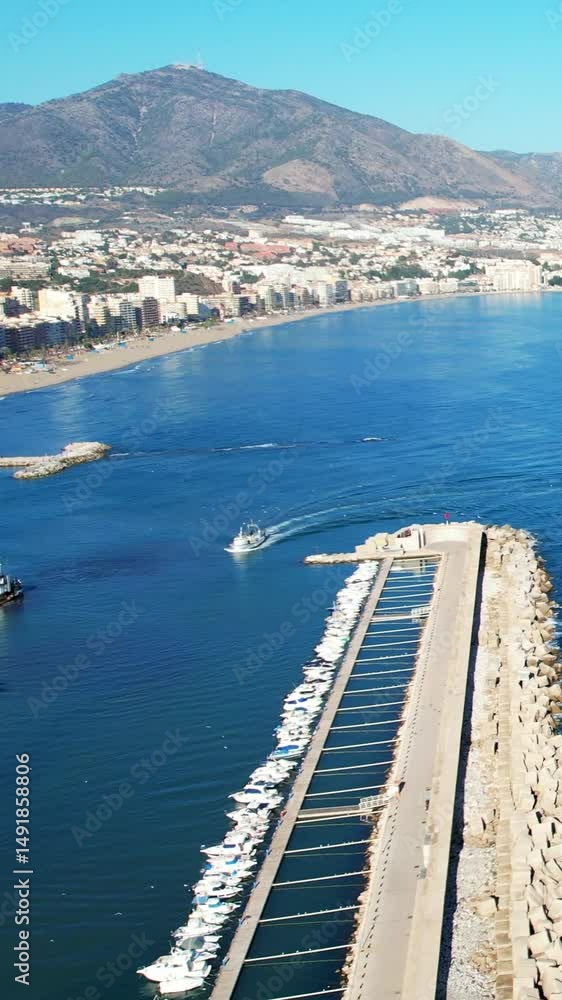 Traditional Mediterranean Fishing Boat Returning to Fuengirola Spanish Port Traditional Mediterranean Fishing Boat Returning to Fuengirola Spanish Port
