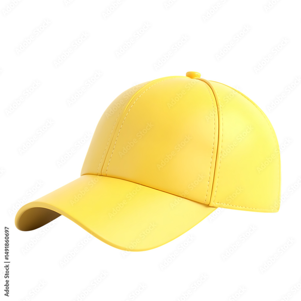 Fototapeta premium Yellow baseball cap isolated on black background, close up view