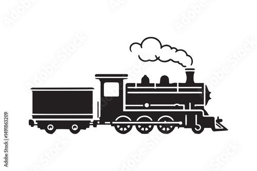 Train line art and black color