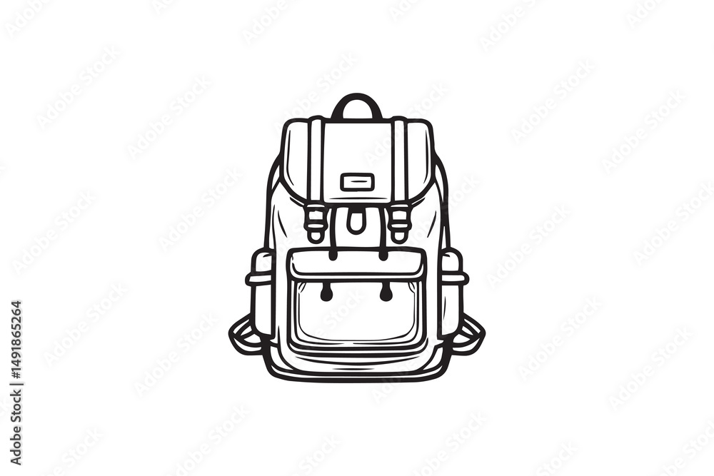 Travel Backpack line art and black color Travel Backpack line art and black color