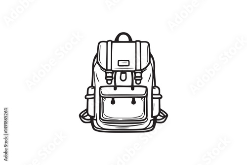 Travel Backpack line art and black color