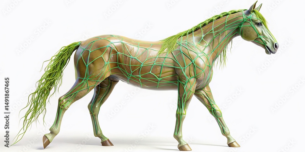 Fototapeta premium Panoramic 3D Medical Animation: Horse Lymphatic System