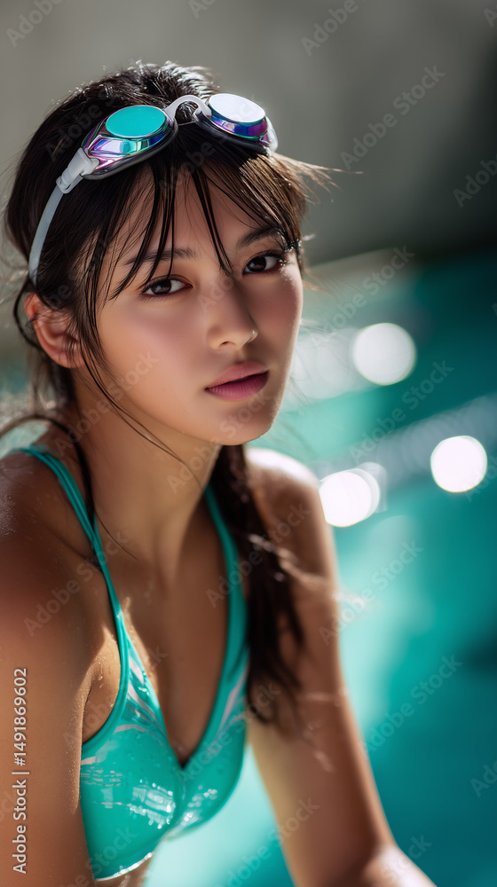 Obraz premium woman, pool, summer, bikini, beauty, swimming, water, swim, beach, model, blue, people, swimsuit, vacation, lifestyle, smiling, person, leisure, smile, outdoor, holiday, sun, fun, swimming pool, face,