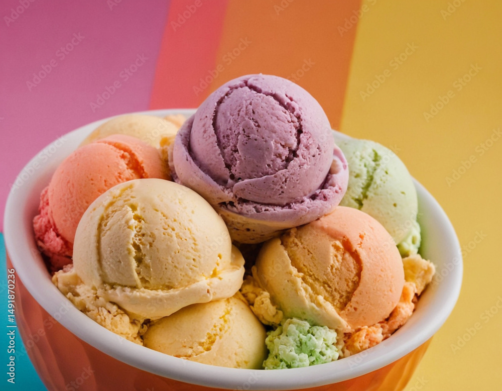 rainbow sherbet ice cream in a bowl rainbow sherbet ice cream in a bowl