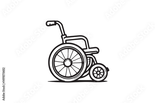 Wheelchair line art and black color