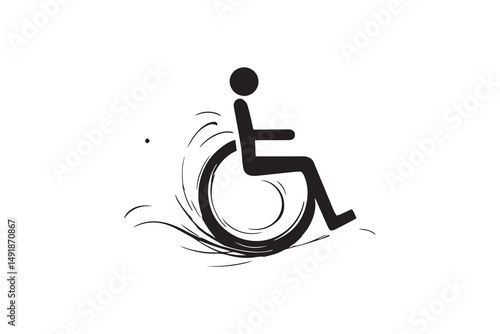 Wheelchair line art and black color