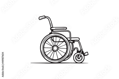 Wheelchair line art and black color