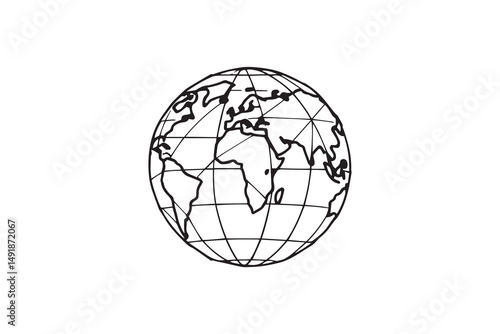 World Globe line art and black color