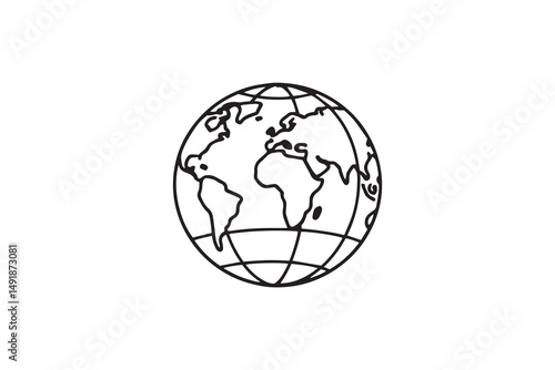 World Globe line art and black color