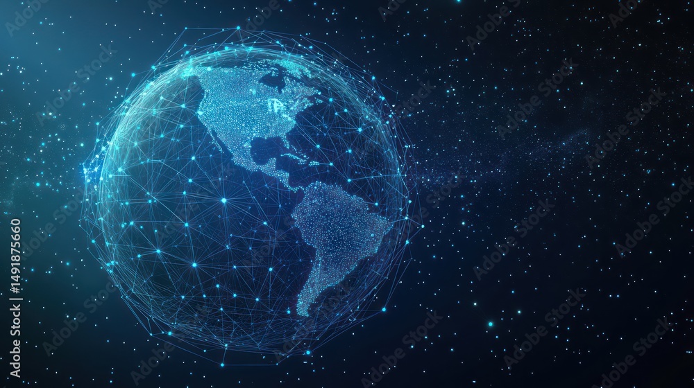 Global network connections, digital earth, space background, data visualization, tech concept Global network connections, digital earth, space background, data visualization, tech concept