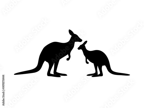 Kangaroo and Joey Silhouettes