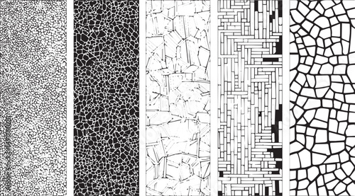 Overlay textures set stamp with grunge effect. Old damage Dirty grainy, Seamless cracks in the wall, plaster or ground, transparent background. Vector cracked or broken