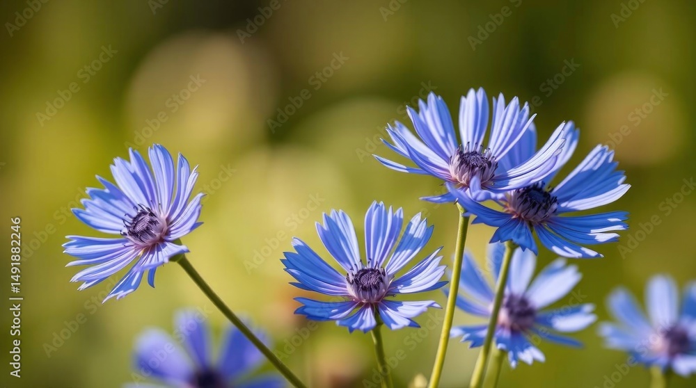 Fototapeta premium Delicate Blue Flowers: A Serene Summer Garden Close-up