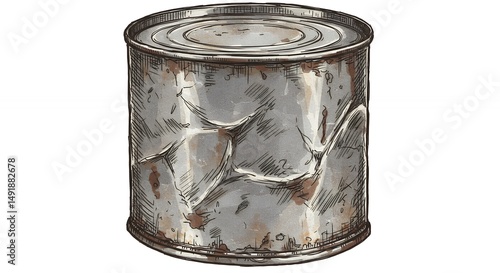 Rusty metal food can illustration