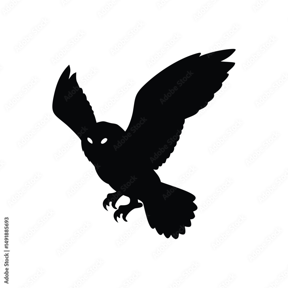 Obraz premium Owl In Flight Night Vector Silhouette