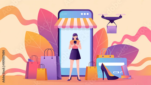 modern vector illustration showing an online delivery concept.
