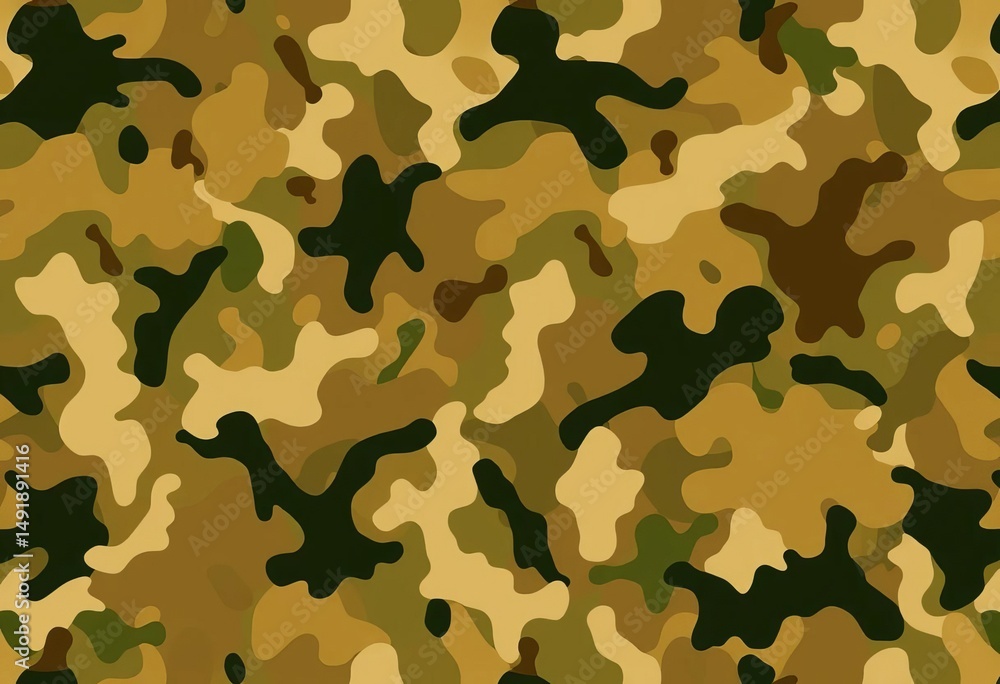 Fototapeta premium Seamless camouflage pattern featuring organic shapes in earth tones, print, fabric
