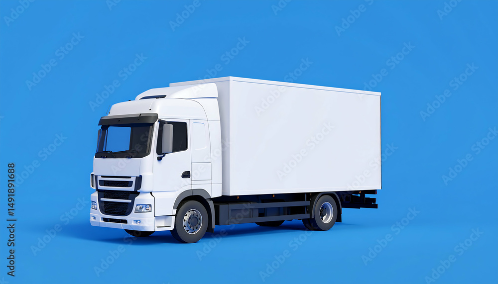 Naklejka premium White Box Truck on Blue Background: Perfect for Your Logistics Needs