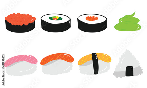 sushi set on white background