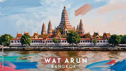 Art painting brush stroke Wat Arun Bangkok 