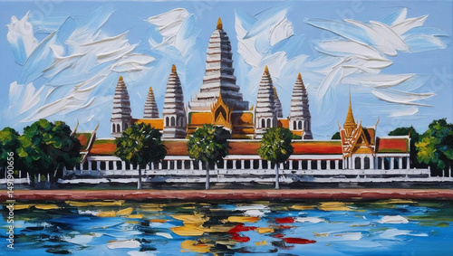 Art painting brush stroke Wat Arun Bangkok 
