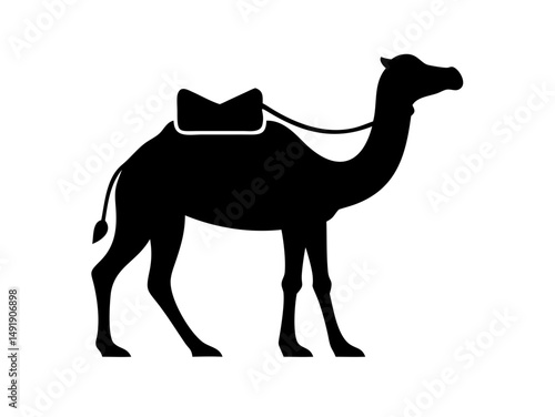 Saddled Dromedary Camel Silhouette