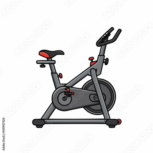 A stationary exercise bike shows the seat and handlebars on a white background