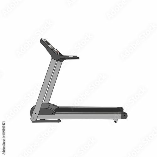 Exercise machine, running treadmill, gray, white background, fitness equipment, health