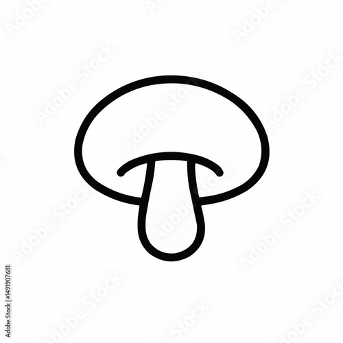 Simple black and white mushroom illustration of a mushroom doodle
