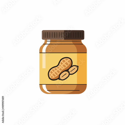 Simple jar design, featuring a brown lid and a peanut image on the light-yellow body